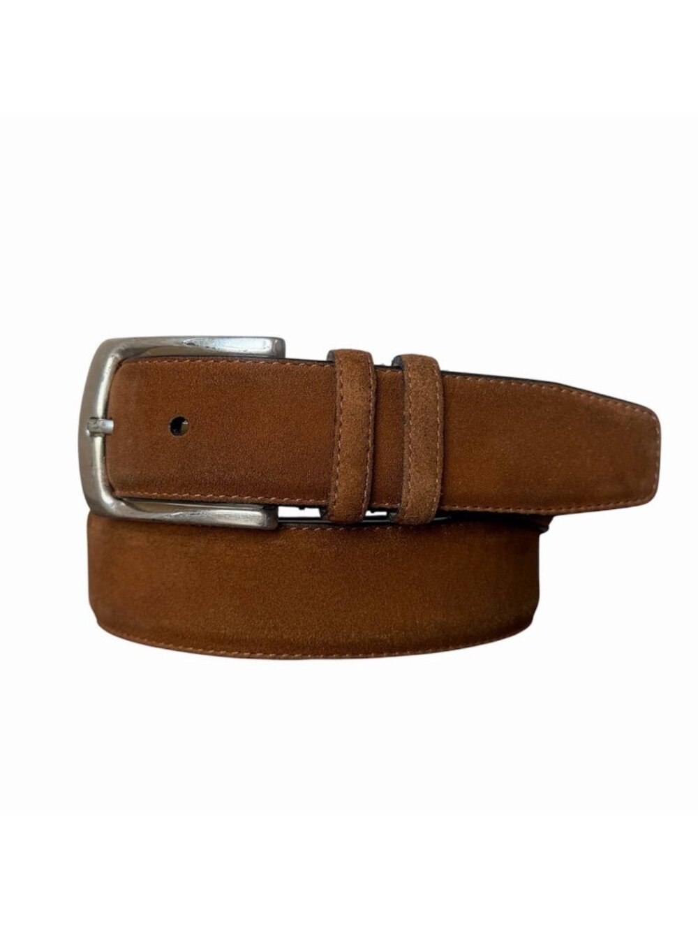 Mezlan Cognac Brown Suede Leather Belt Mens 42 Made Spain 10625